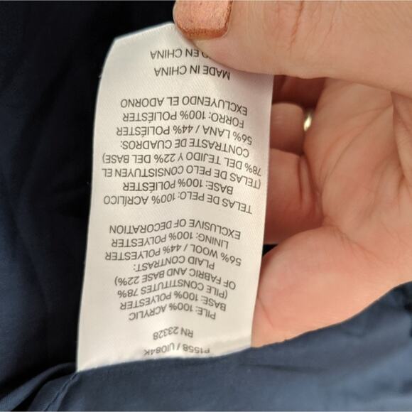 Women's Pendleton Fuzzy Zip Navy Plaid Fleece Jacket Medium Pockets Fall - Picture 8 of 10